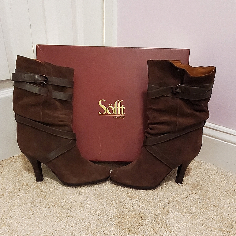 Sofft Balsov Coffee Suede Mid-Calf Boot